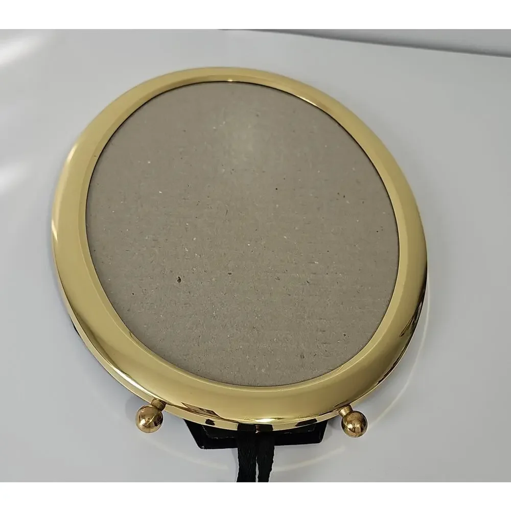 Vintage Large Oval Brass Footed Photo Picture Frame 11 x 9 Pin Closure
